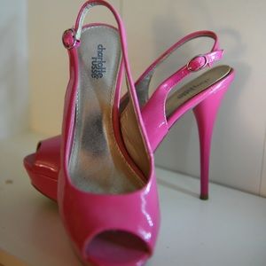 High heel strap pink shoes